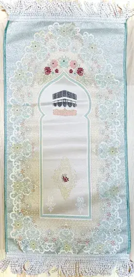 Luxuriöser Kaaba Gebetsteppich in Hellblau