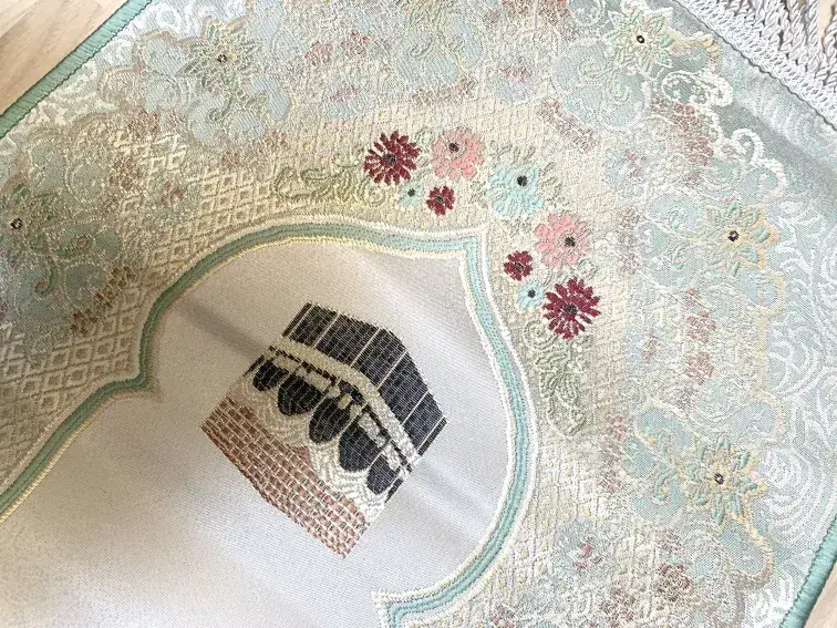 Luxuriöser Kaaba Gebetsteppich in Hellblau