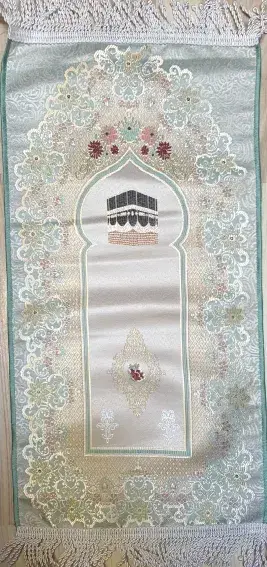 Luxuriöser Kaaba Gebetsteppich in Hellblau