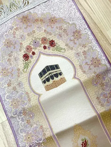 Luksus Kaaba bedetæppe i Guld/ Lilla