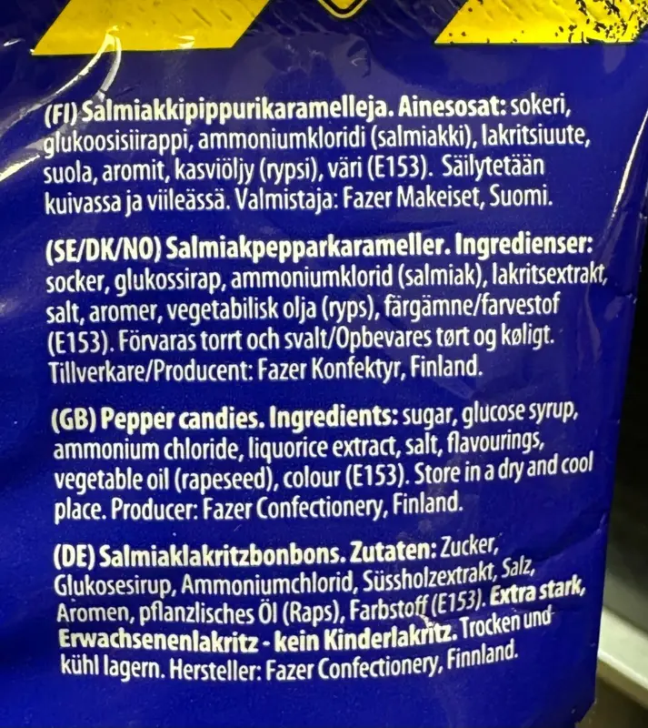 Turkisk peppar lakritskarameller, 120g