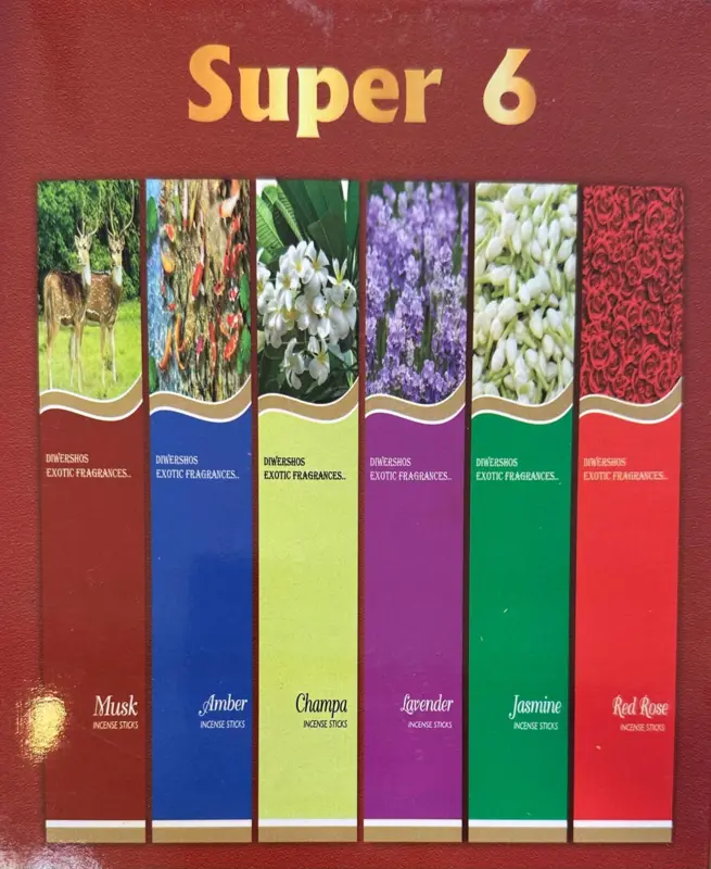Aggarbattis, Super 6 pakke med røgelsespinde