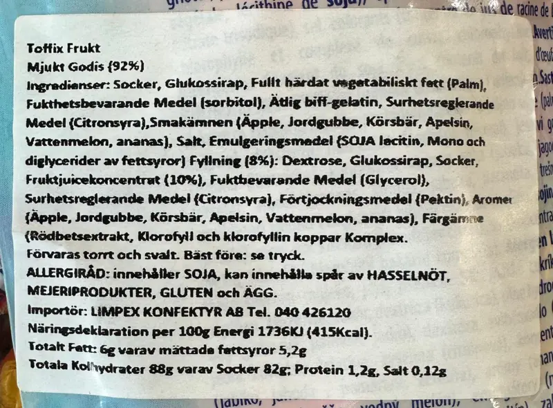 Toffix Center Filled, Frugtslik, Elvan 300g