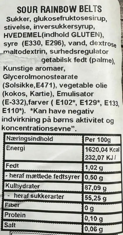 Sour belts multicolor, dulceplus, 100g (bedst før 3/2026)