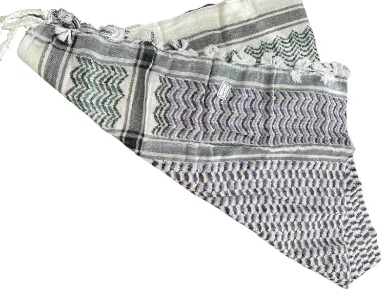 Hvid med Lilla/Grøn Keffiyeh