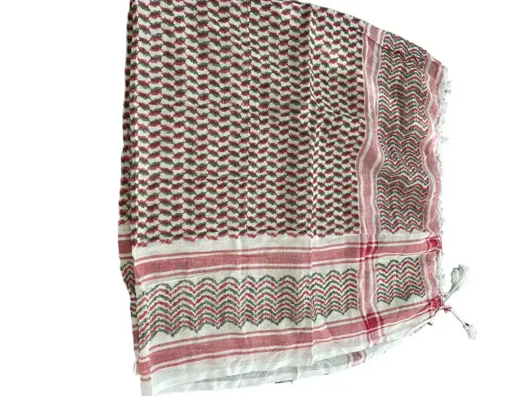 Hvid med Rød/Grøn Keffiyeh