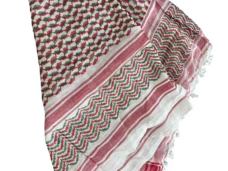 Hvid med Rød/Grøn Keffiyeh
