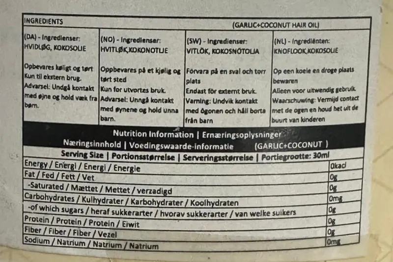 Garlic coconut Haaröl, 200ml