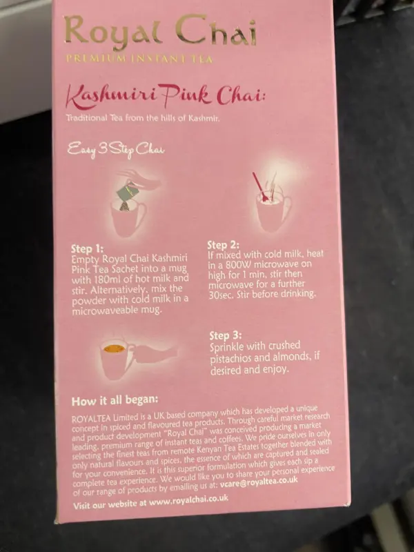 Kashmiri Pink Chai - Royal Chai (Unsweetned) (Bedst før 2-2026)