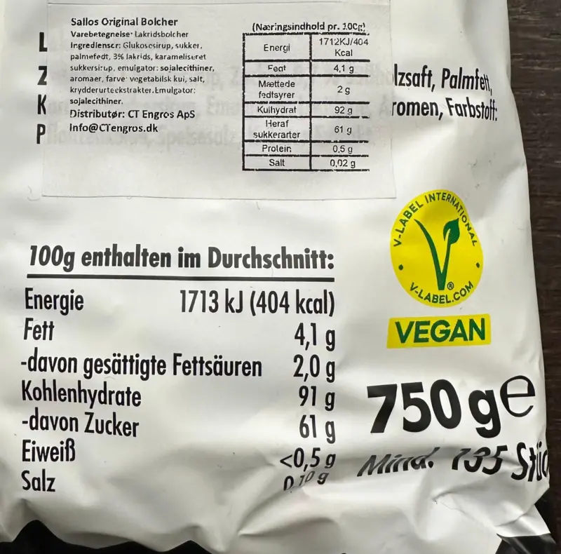 Sallos Original, Lakritskarameller, 750g (Vegan)