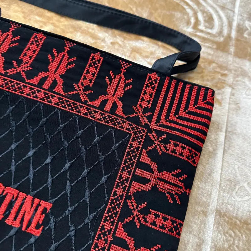 Handgefertigte Palästina Muletasche mit Reißverschluss - Rot