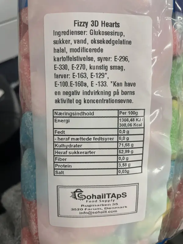 Fizzy 3D Hearts – 1Kg Sweetzone