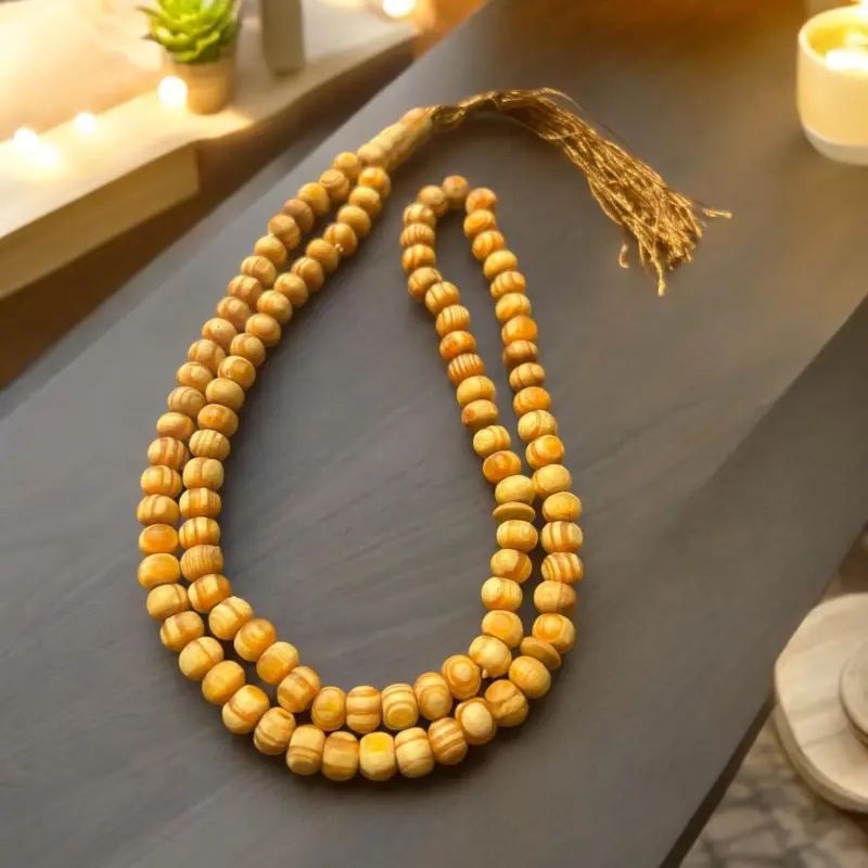 Handgefertigte Tasbih aus echtem Olivenholz mit 99 Perlen