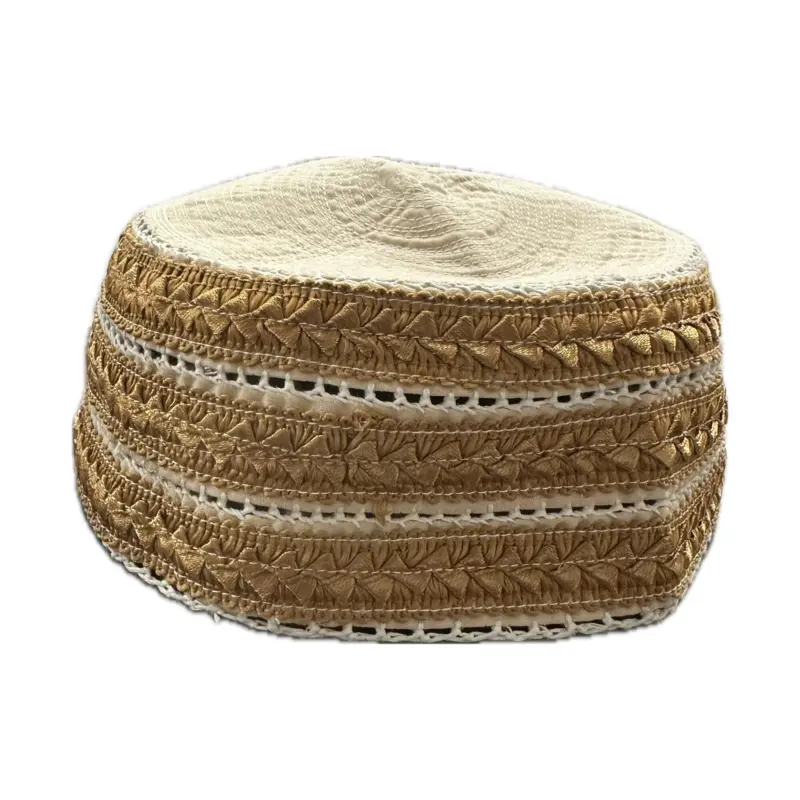 Leicht handgenähte Gebetsmütze, braun