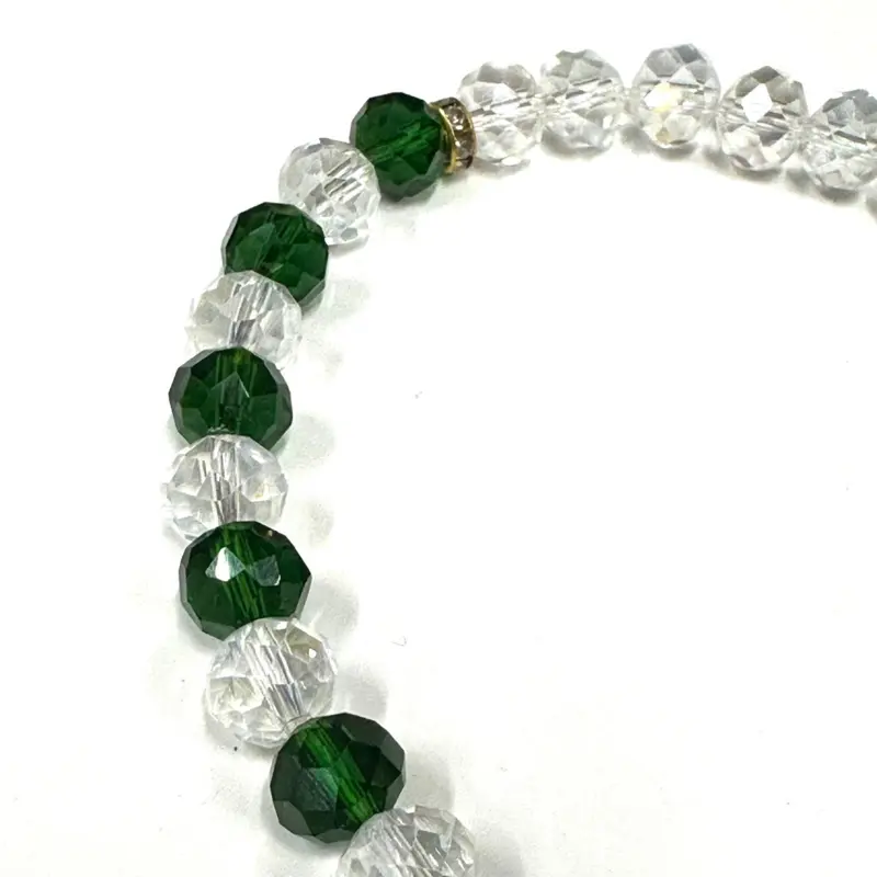 Dunkelgrüne & Weiße Tasbih mit Glanz