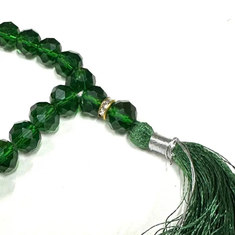 Dunkelgrüne & Weiße Tasbih mit Glanz