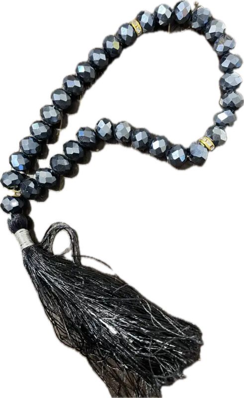 Schwarze Metall-Tasbih mit 33 Perlen