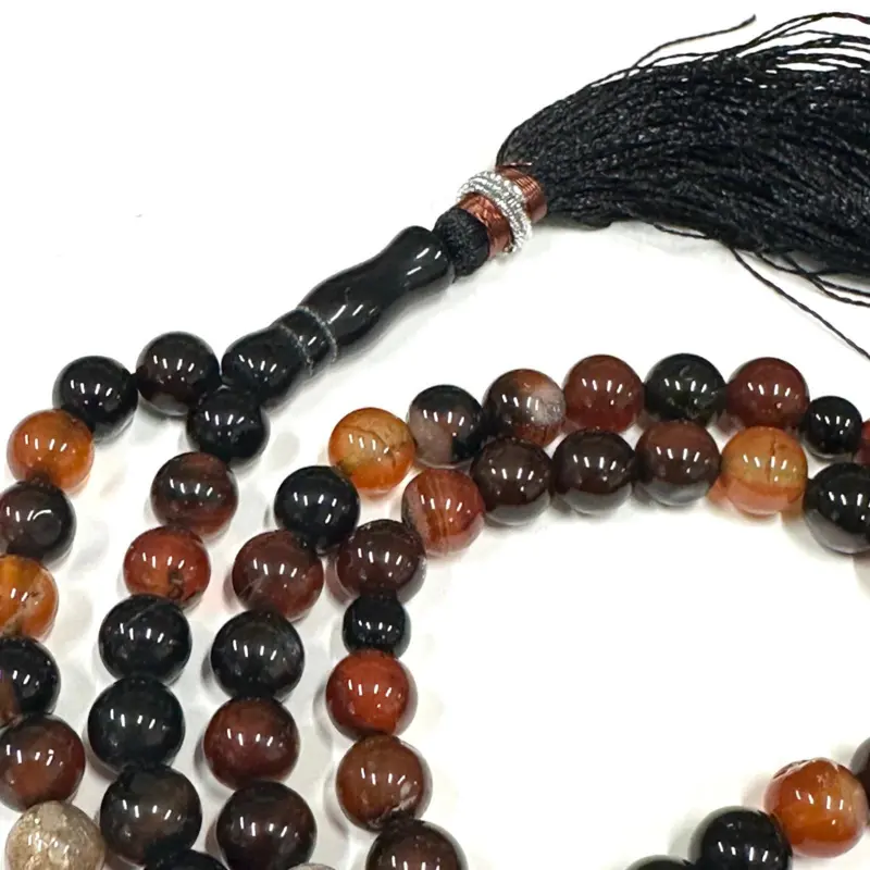 Tigers Eye Schwarzer Achat Stein Tasbih 99 Perlen