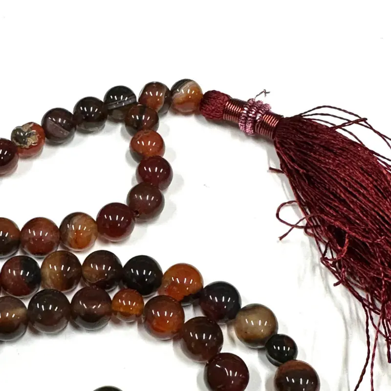 Roter Tigers Eye Tasbih 99 Perlen Achatstein