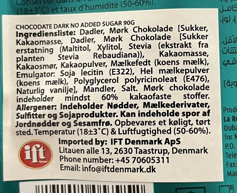 Chokodadler Fra Chocodate Mørk chokolade 90 g (uden tilsat sukker)