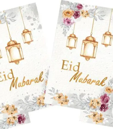 Eid Mubarak Banner mit Blumen & Laternen