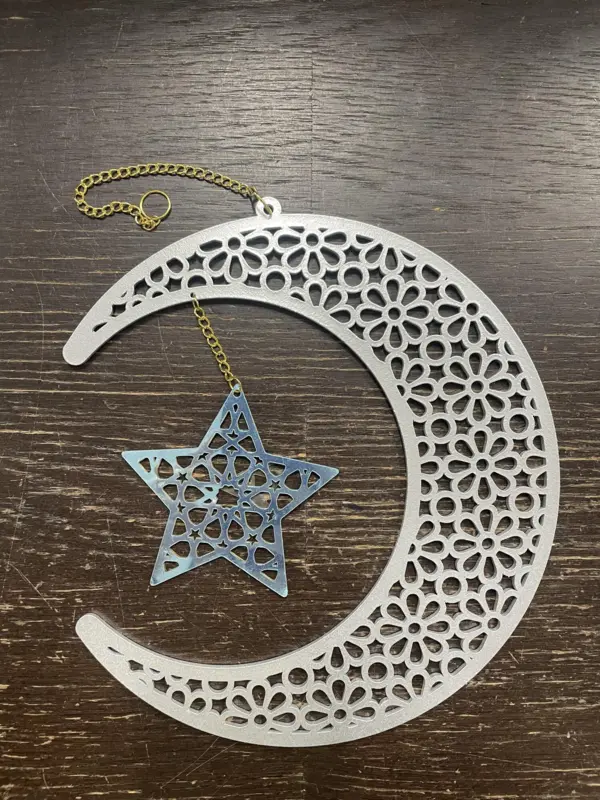 Måne i silver och guld med hänge