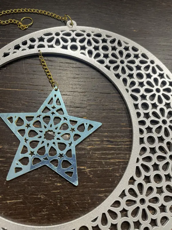 Måne i silver och guld med hänge