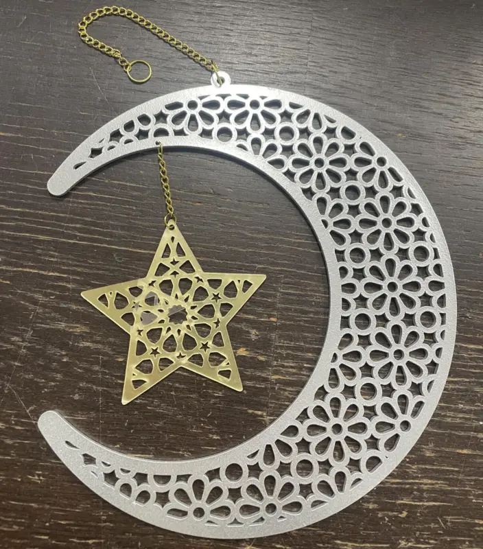 Måne i silver och guld med hänge