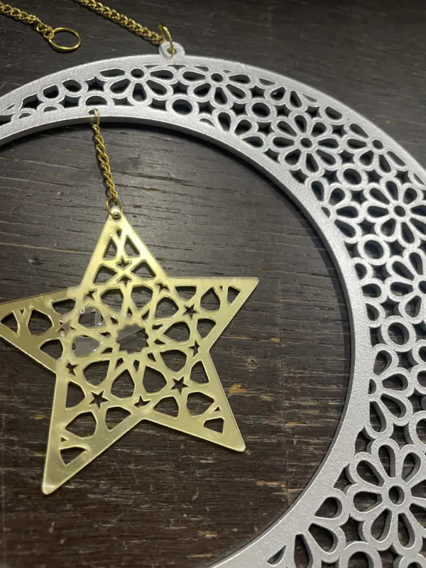 Måne i silver och guld med hänge