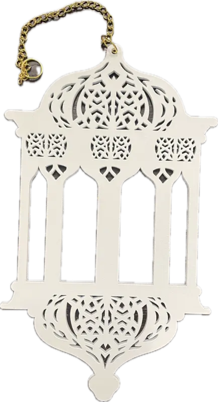 Lykta Vit Med Guldhänge