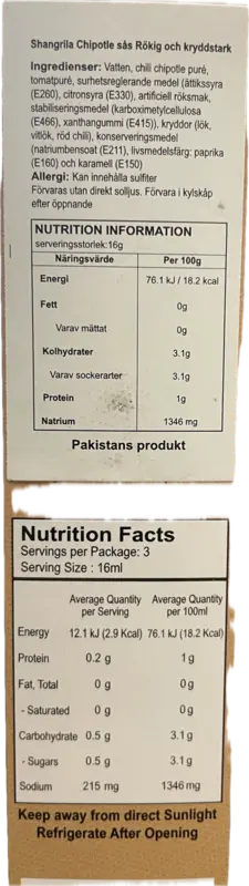 Chipotle Sauce Shangrila 60ml