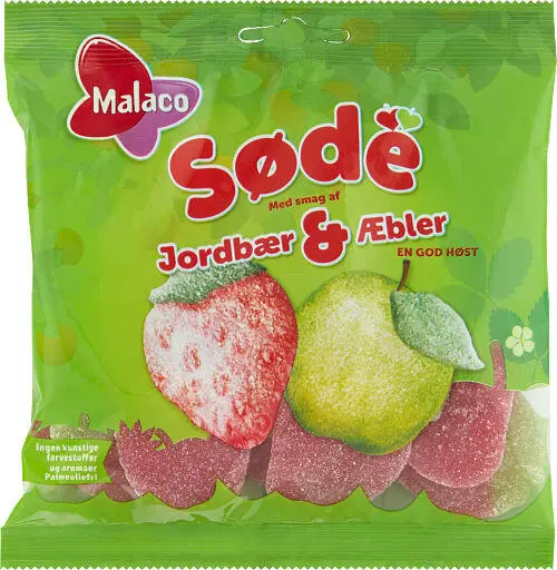 Søde Jordbær Og Æbler Malaco 120g