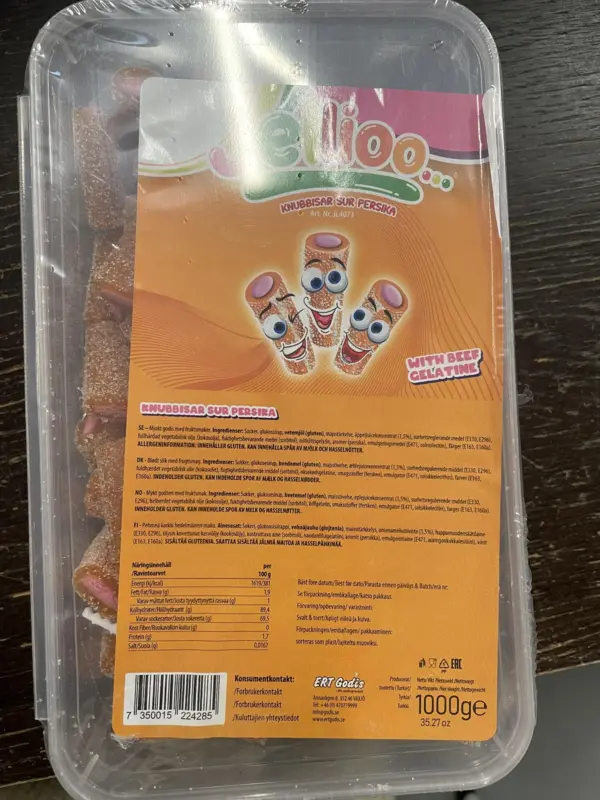 Knubbisar Sour Peach 1 kg Jellioo