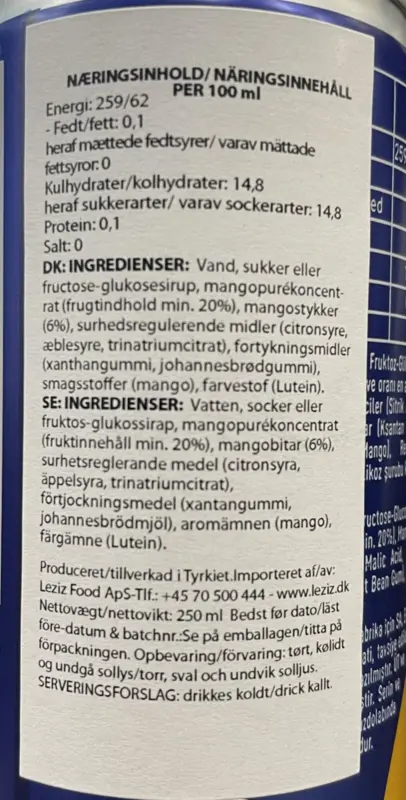 Fruchtgetränk mit Mangostücken Juss Pulpy 250ml
