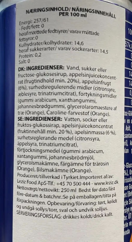 Fruktdryck med apelsinbitar Juss Pulpy 250ml