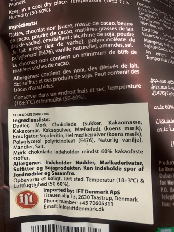 Chokodadler fra ChocoDate Dark 230g