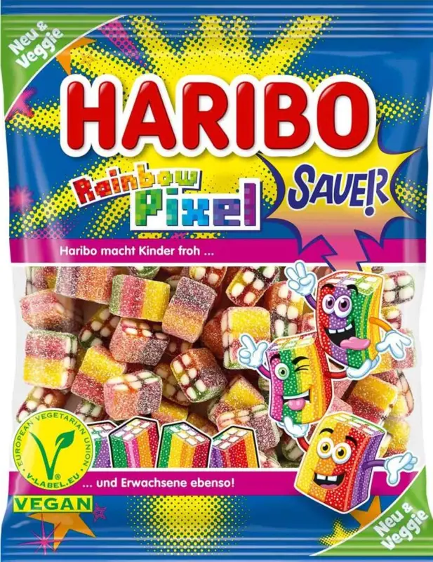 Rainbow Pixel Sauer Haribo, 120 g (Vegan)