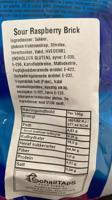 Sour Raspberry Brick 1kg Dulceplus