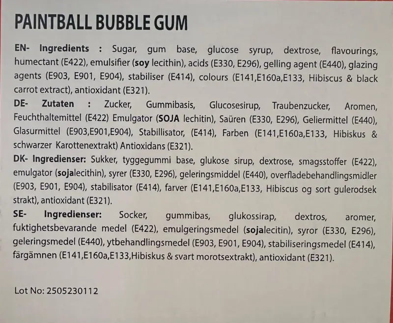 Paintball Green Apple Bubble Gum, 200 Stk