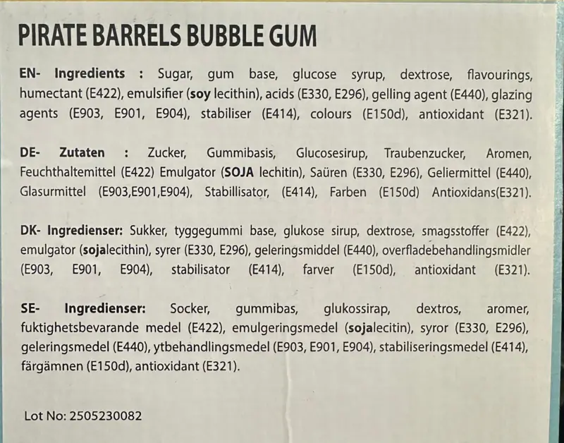 Pirate Barrels Cola Bubble Gum, 200 stk