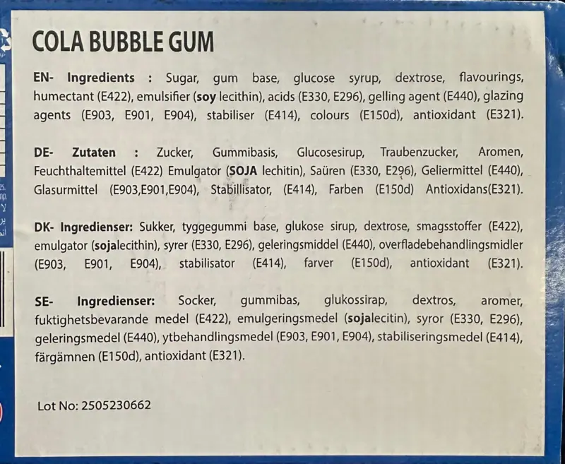 Cola Bubble Gum, 200 st