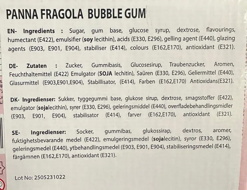 Panna Fraloga Strawberry Cream Bubble Gum, 200 stk