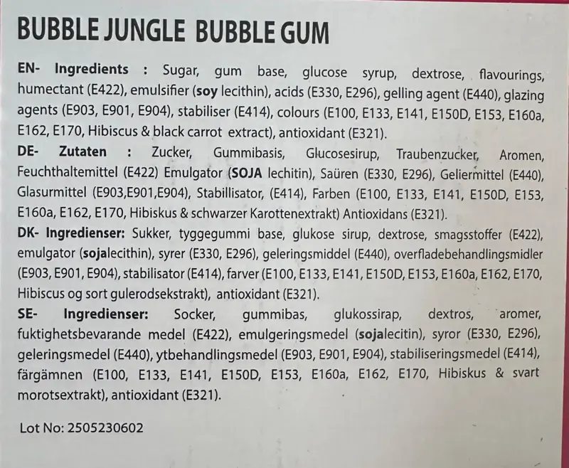 Bubble Jungle Fruit Bubble Gum, 200 Stk