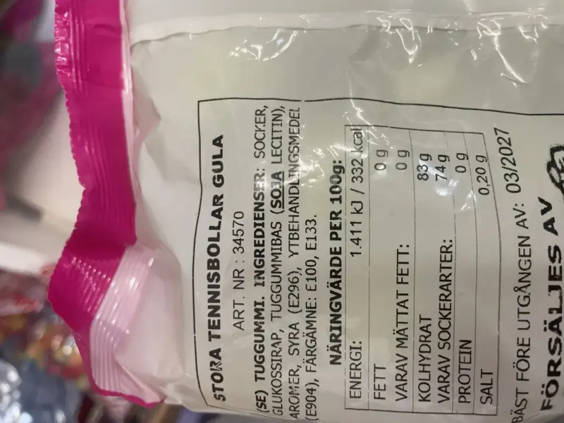 Store tennisbolde tyggegummi, Fini, 1 kg