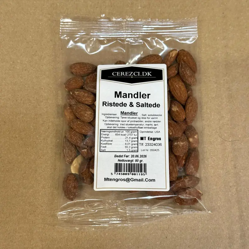 Mandel, Rostade och saltade, 80g