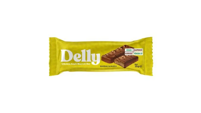 Delly Chokoladebar Med Mandel & Banan Frugtbar 35 g Vegansk