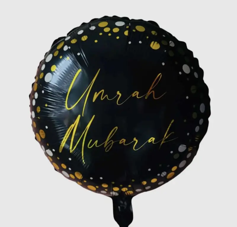 Smuk Umrah Mubarak Folie Ballon i Sort og Guld