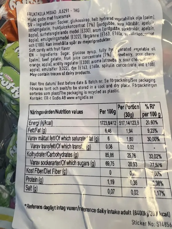 Jellio mix Frutty Karameller 1kg