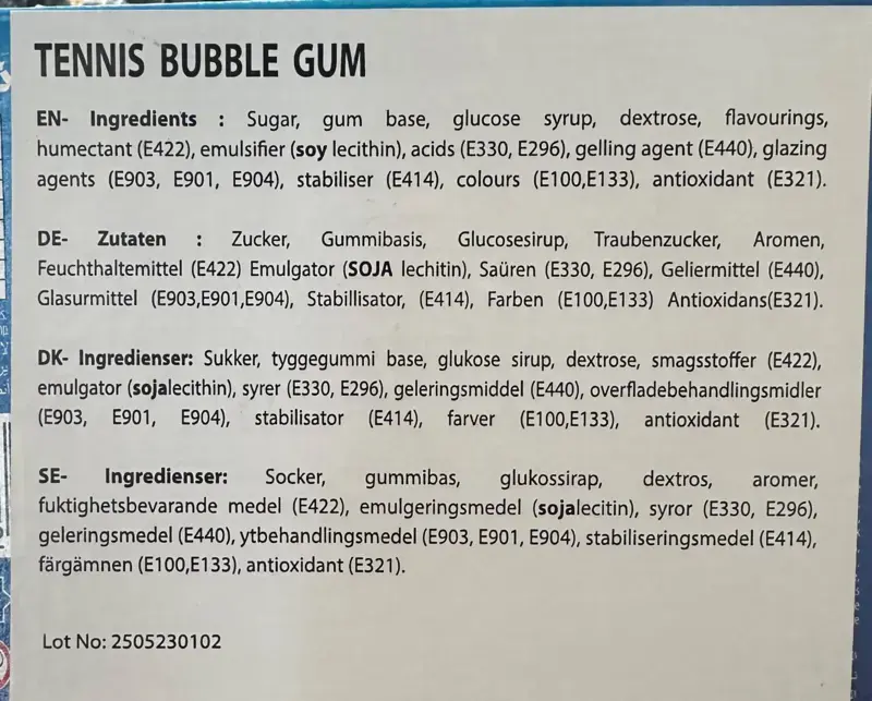 Tennis Rocket Lime Bubble Gum 1 stk