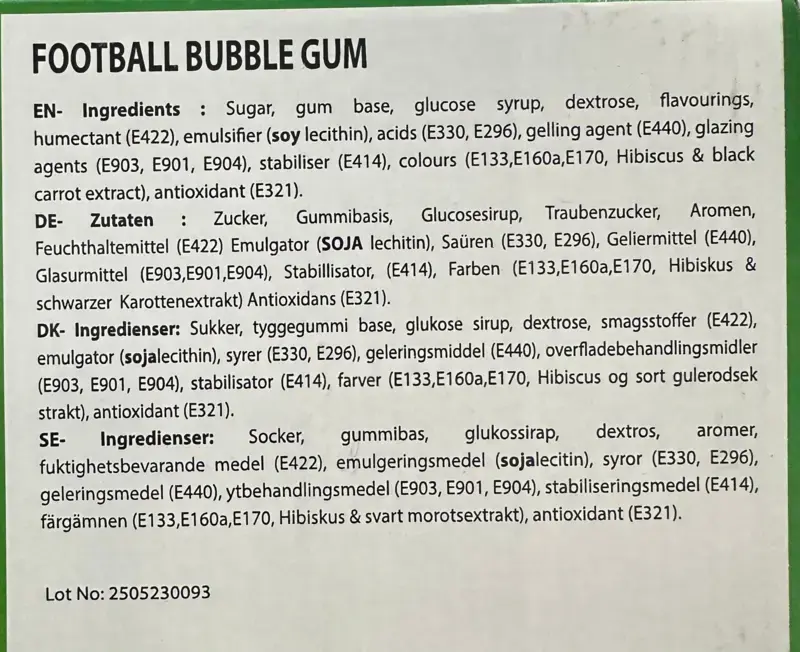 Football Tutti Frutti Bubble Gum 1stk